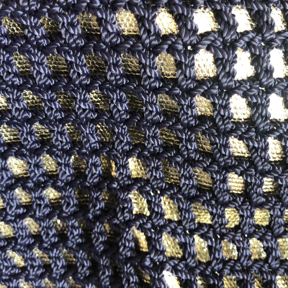 The Sak Crochet Shoulder Bag Dark Navy Blue Silver Metallic - Picture 5 of 6